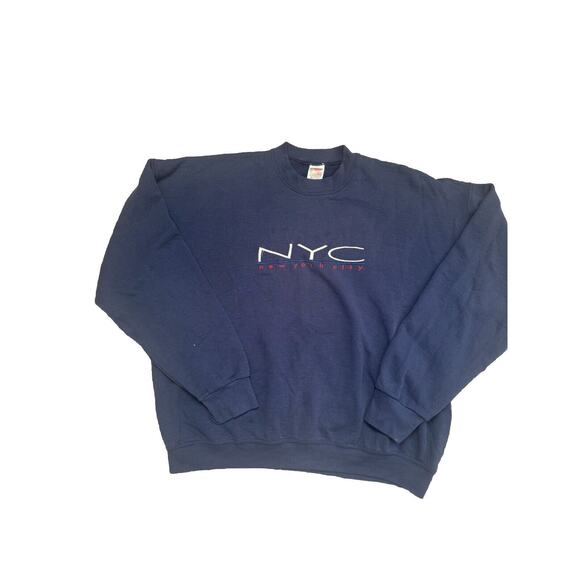 Vintage NYC embroidered Sweatshirt XXL Navy - Picture 1 of 4